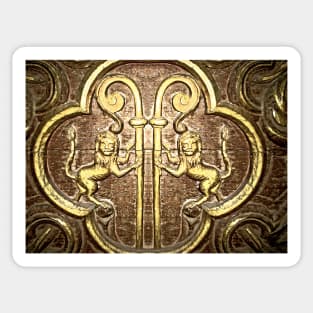 Golden lion and holy crosier Sticker